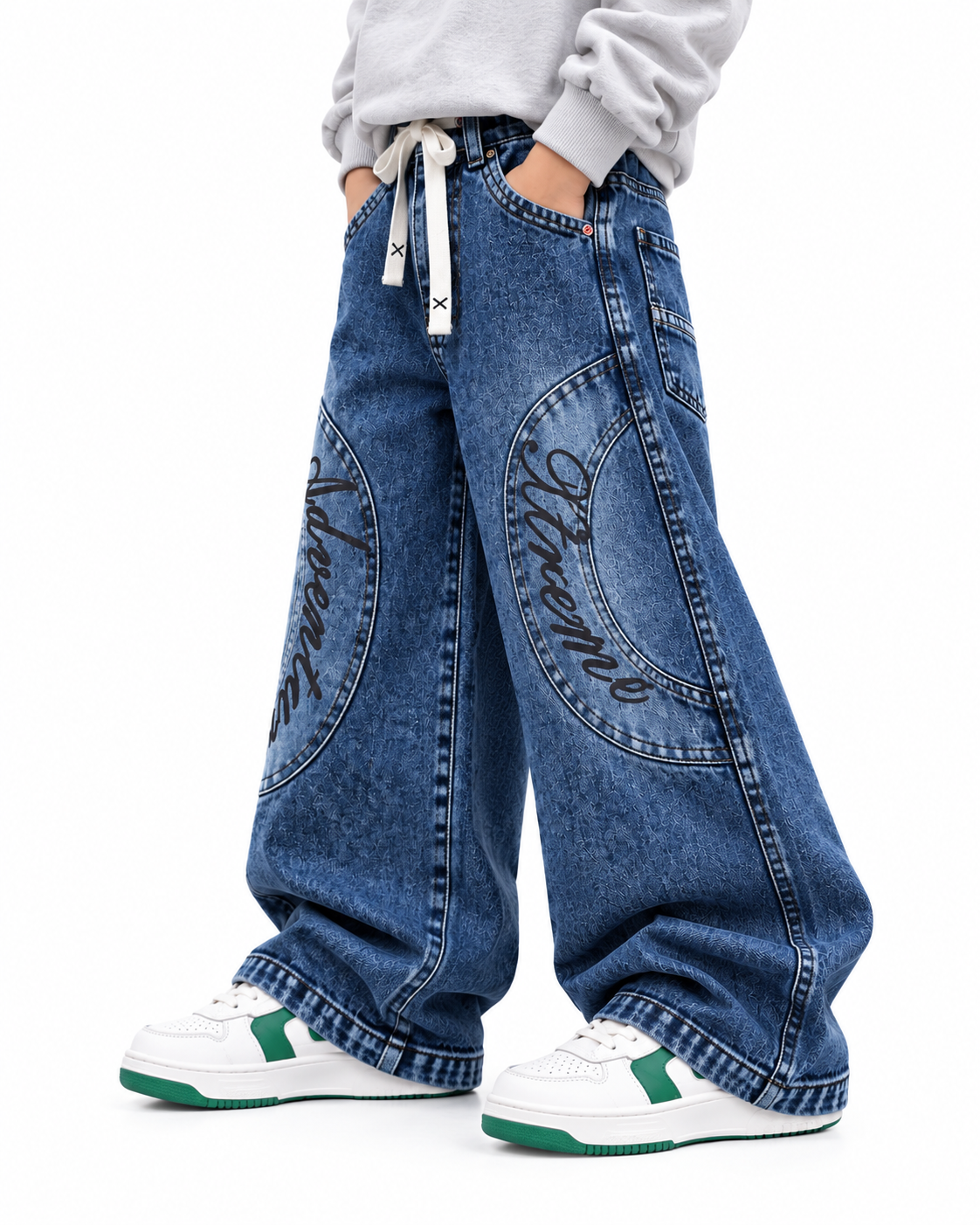 Adventure Script Wide Jeans side