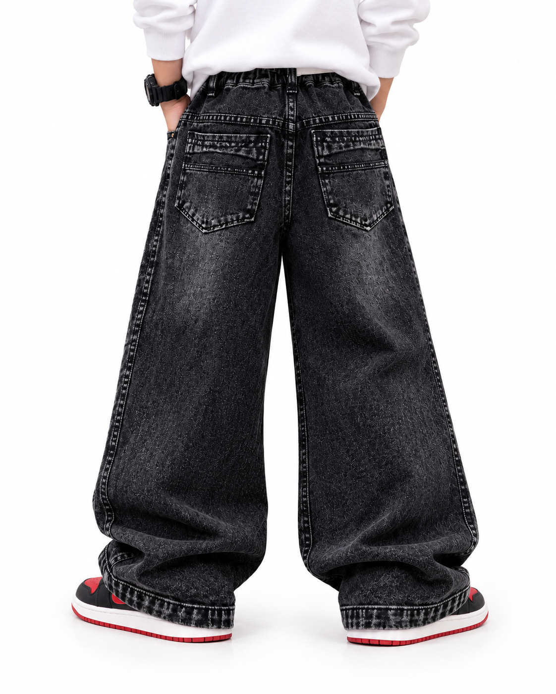 Black Adventure Script Jeans back