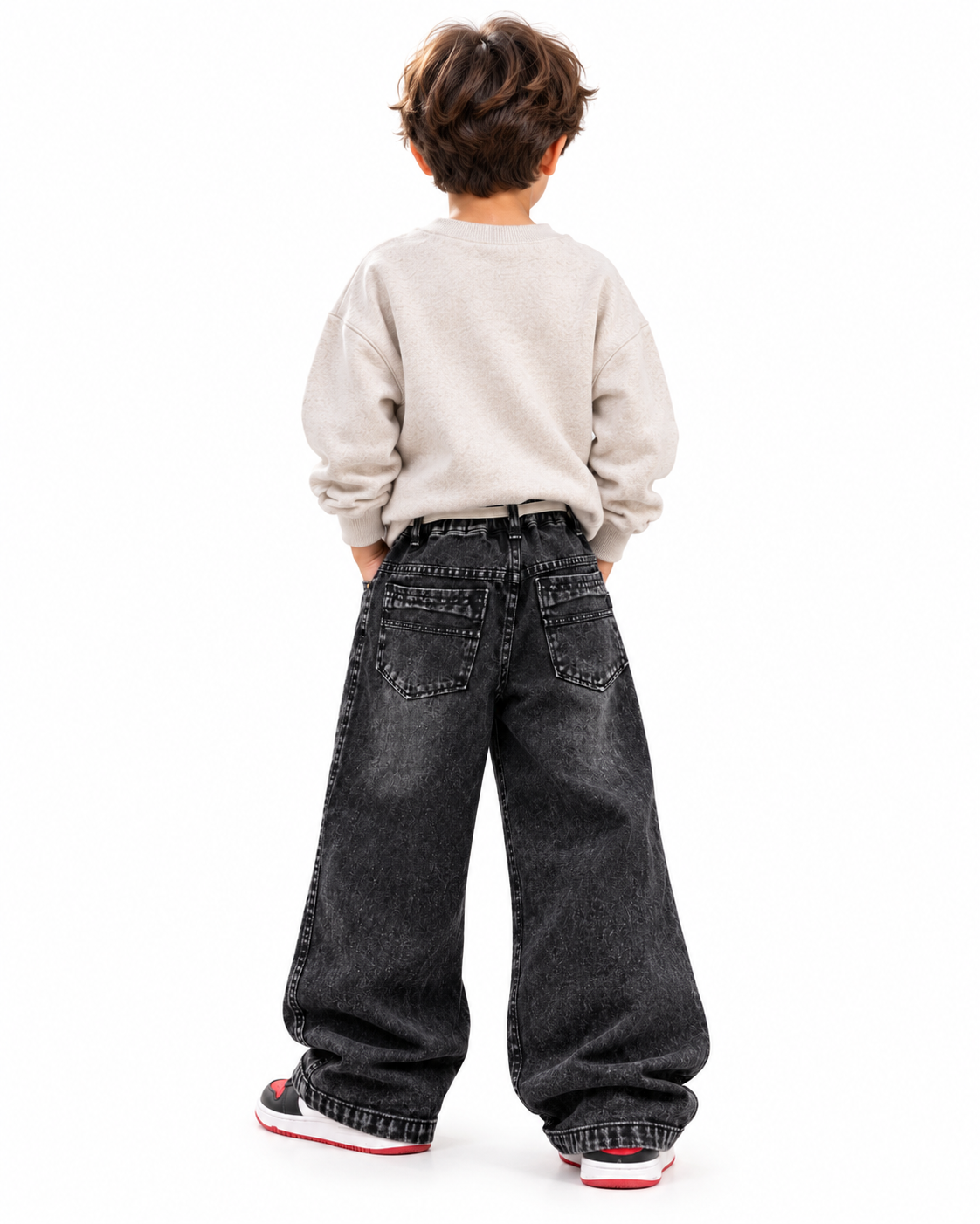 Black Adventure Script Jeans model back