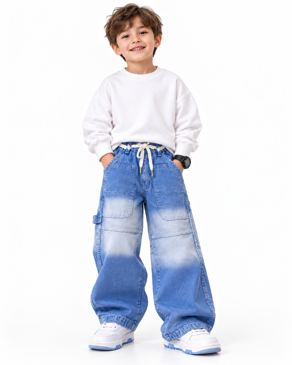 Bleached Blue Carpenter Jeans model front