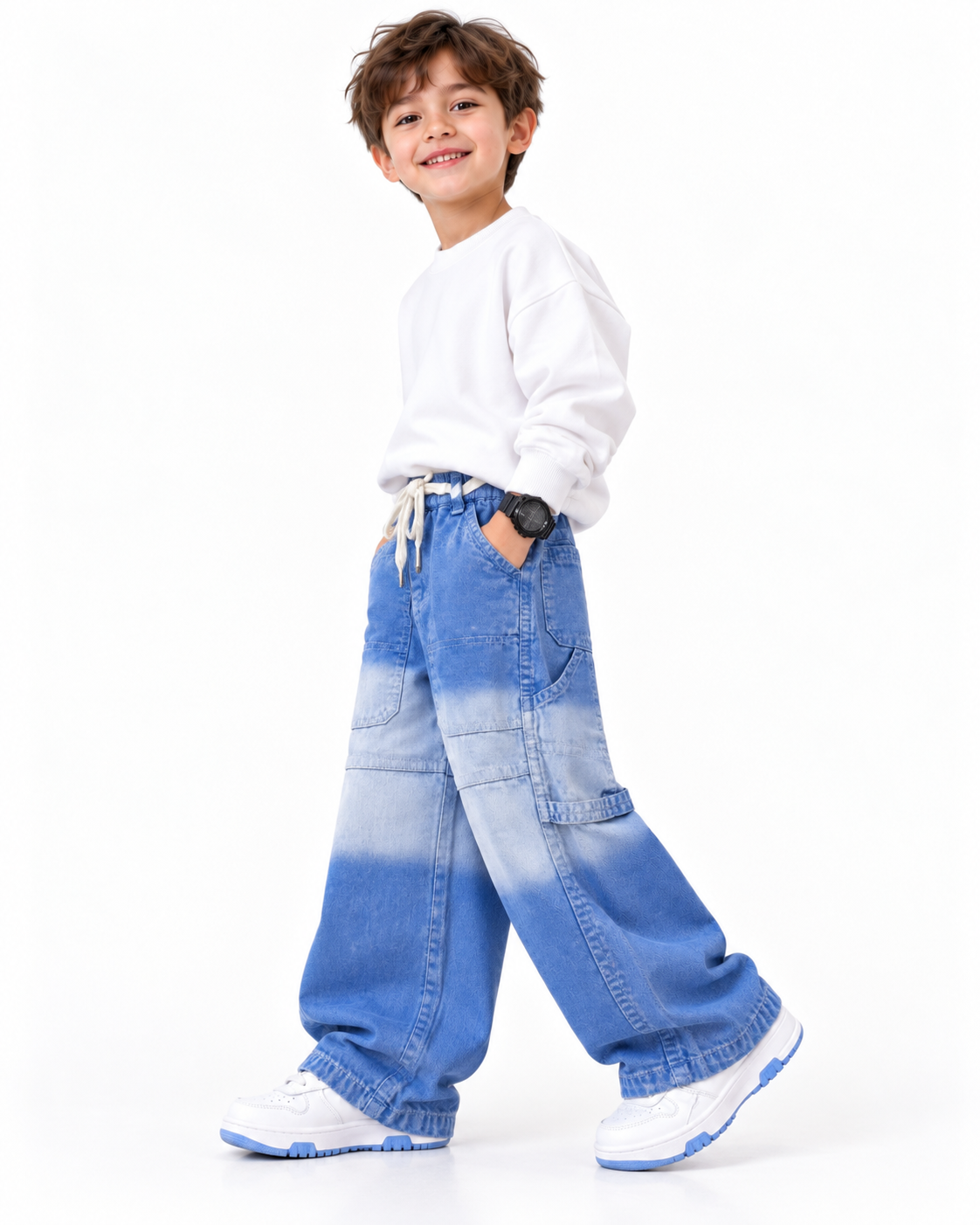 Bleached Blue Carpenter Jeans model side