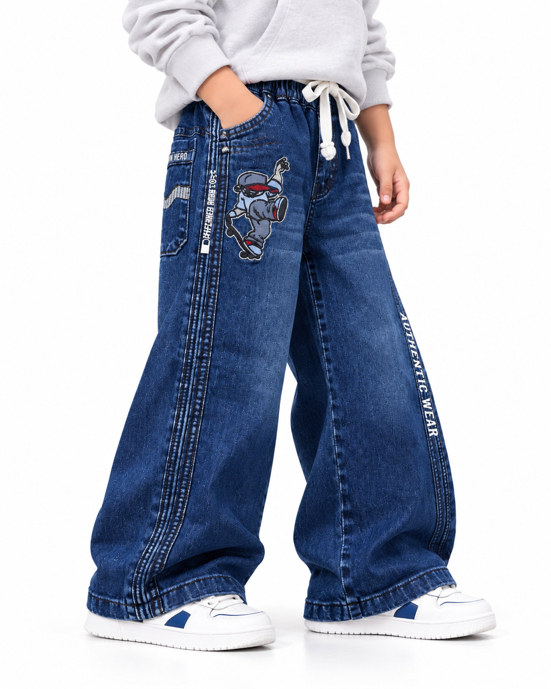 Indigo Graphic Skater Jeans side