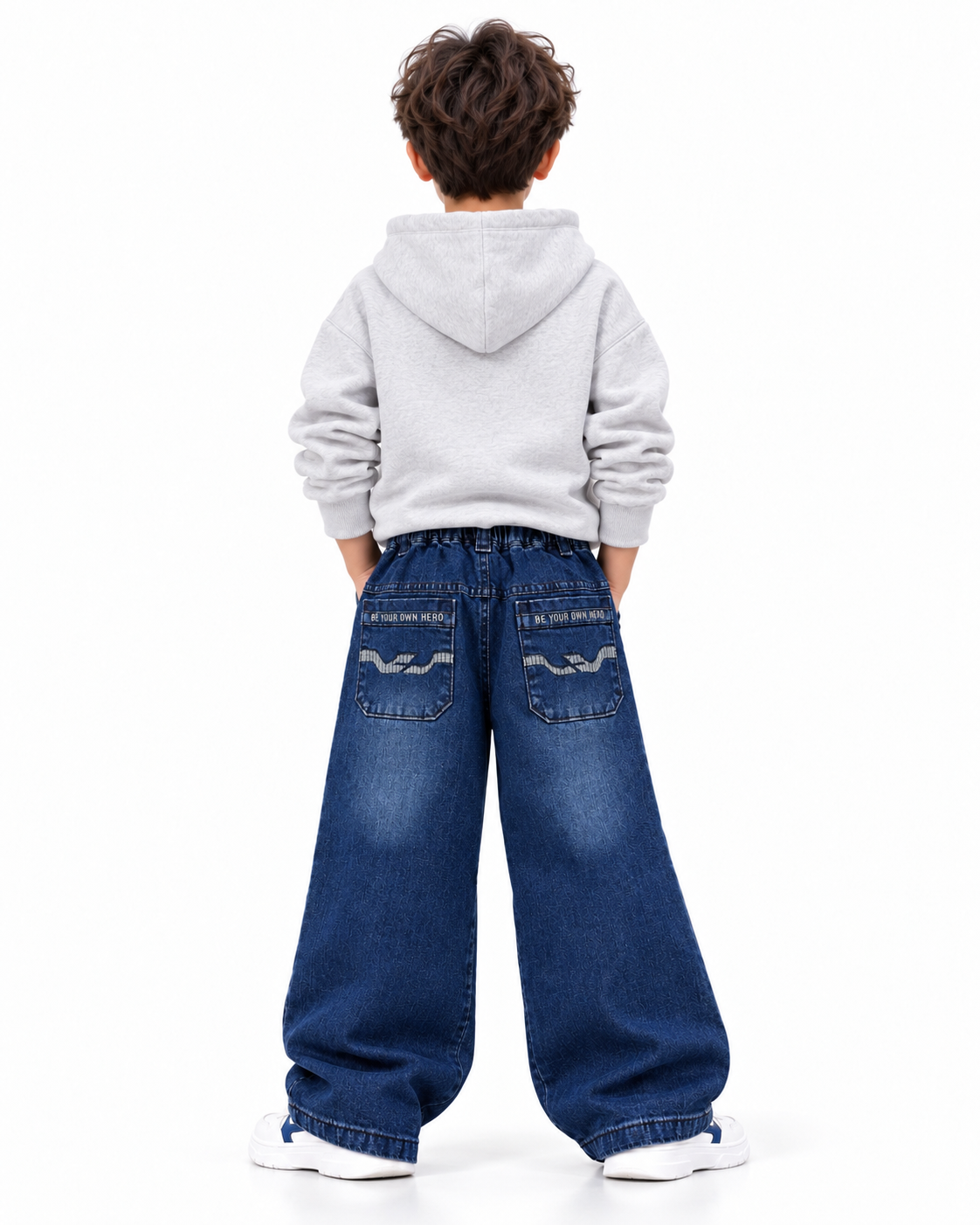 Indigo Graphic Skater Jeans model back